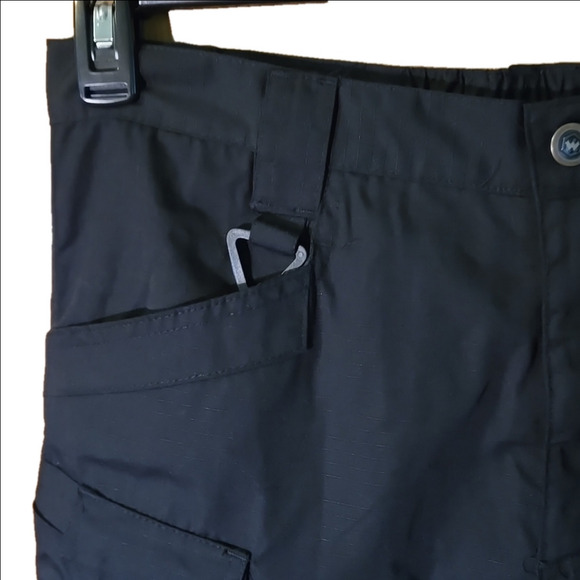 W "Multi-Bag" Unisex Black Ripstop Stretch Waist Tactical Cargo Pants Size L - Picture 4 of 16